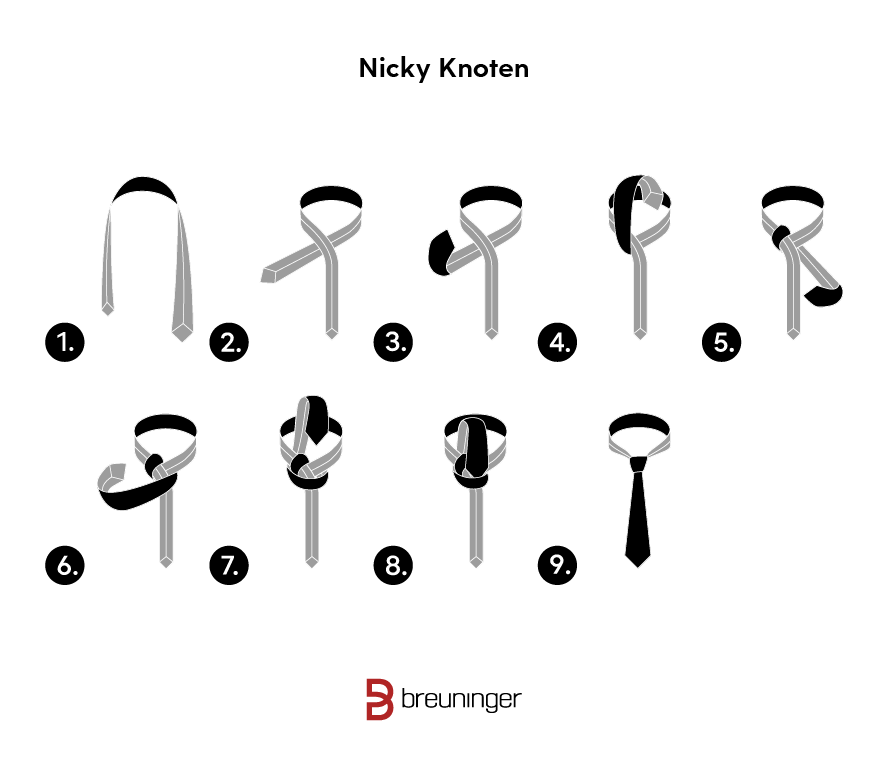 Krawatte binden Anleitung Nicky Krawattenknoten