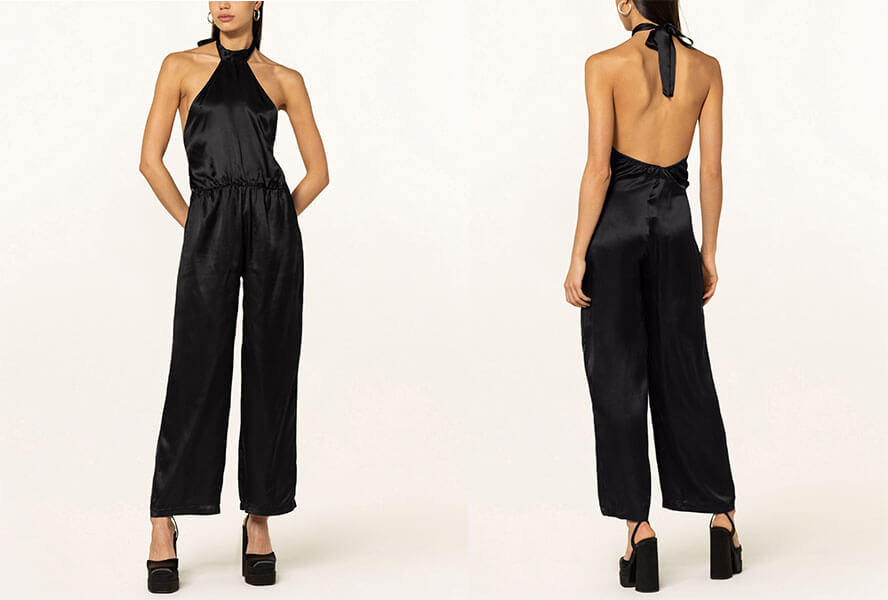 Schulterfreier Jumpsuit in Schwarz