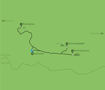 Wanderroute zum Brünnsteingipfel