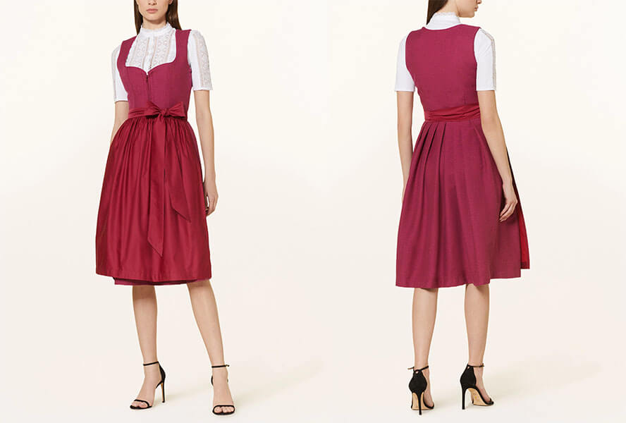 Rotes Dirndl mit Jacquardmuster