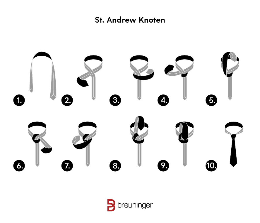 Krawatte binden Anleitung Sankt Andreas Krawattenknoten