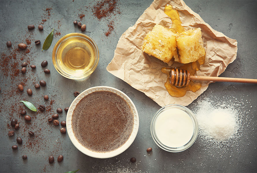 Zucker, Honig und Kaffeebohnen